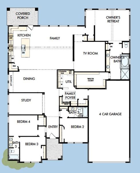2D floor plan layout for the The Steel by David Weekley Homes in Northshore at Lakewood Village - Garden Series, Lakewood Village, TX (Image 5). 2D floor plan layout for the The Steel by David Weekley Homes in Northshore at Lakewood Village - Garden Series, Lakewood Village, TX (Image 5).