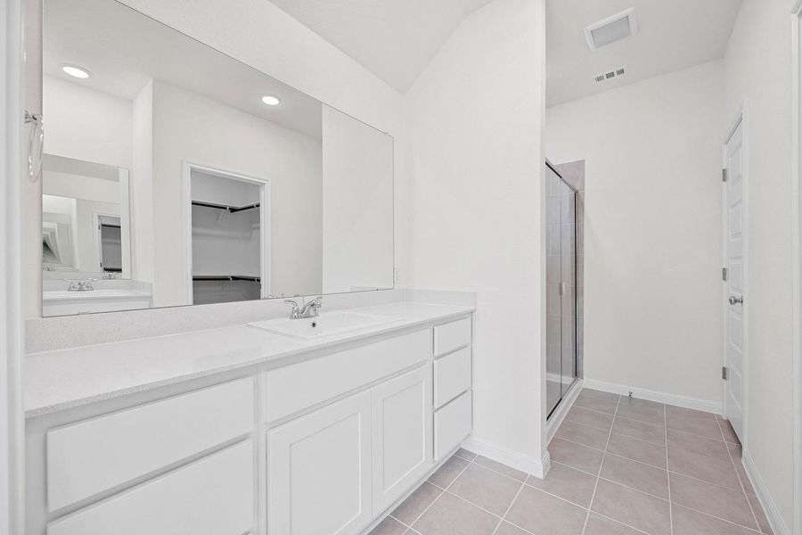 Primary Bathroom in the Cypress home plan by Trophy Signature Homes - REPRESENTATIVE PHOTO