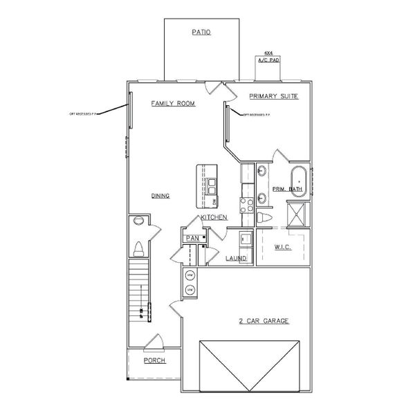 2D floor plan layout for the Newport - Townhomes by Dream Finders Homes in Carolina, Palmetto, GA (Image 4).