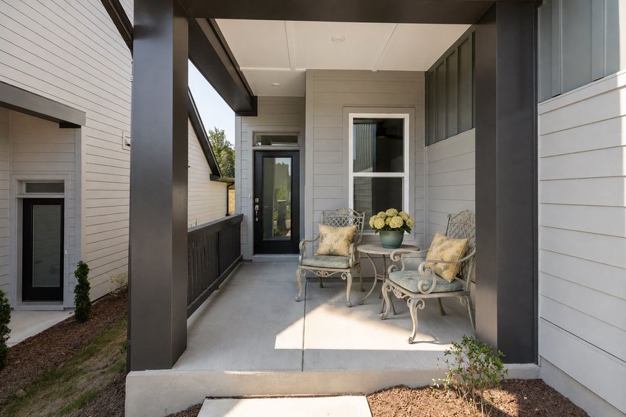 Exterior details and patio area of a home in Encore at Chatham Park – Villa Series, Pittsboro (Image 4). Exterior details and patio area of a home in Encore at Chatham Park – Villa Series, Pittsboro (Image 4).