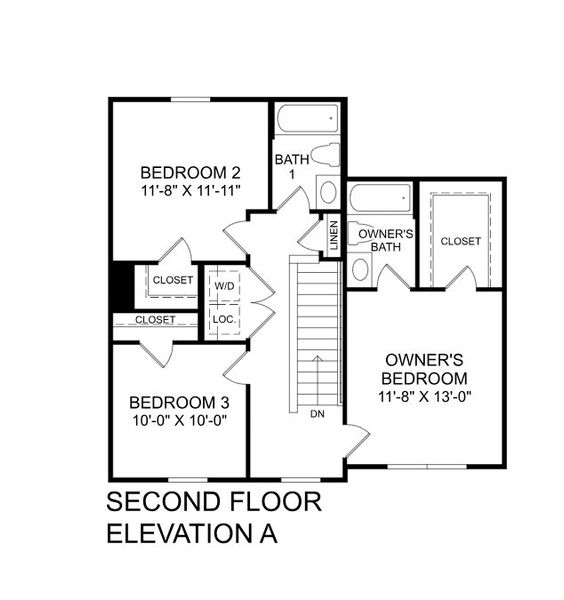 2D floor plan layout for the Dogwood by Ryan Homes in Ivy Grove, Woodruff, SC (Image 2).