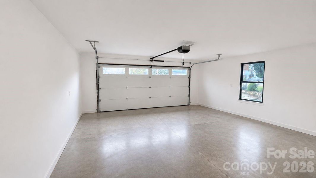 Two car garage. Two car garage.