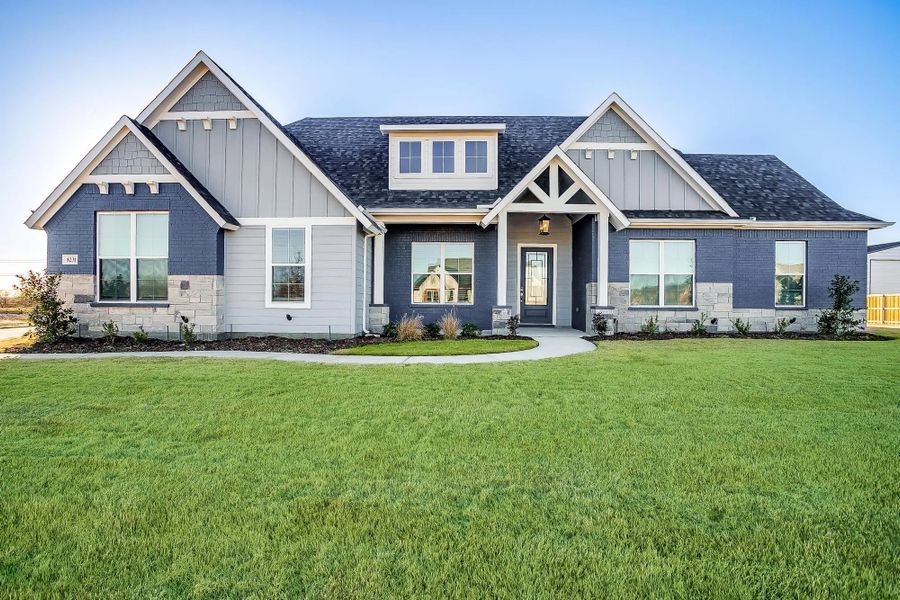 Representative exterior photo of a completed home built from the The Finley by Elmwood Custom Homes in Matthews Farm, Venus, TX (Image 5). Representative exterior photo of a completed home built from the The Finley by Elmwood Custom Homes in Matthews Farm, Venus, TX (Image 5).