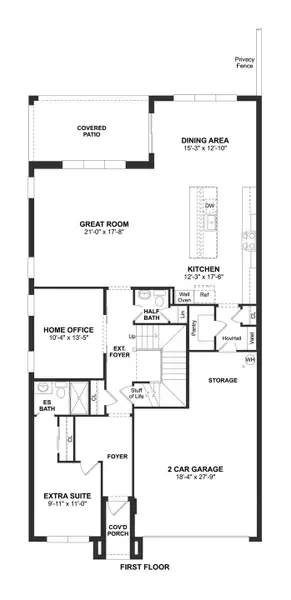 2D floor plan layout for the Wicklow IV by K. Hovnanian® Homes in Parkside, Royal Palm Beach, FL (Image 3).