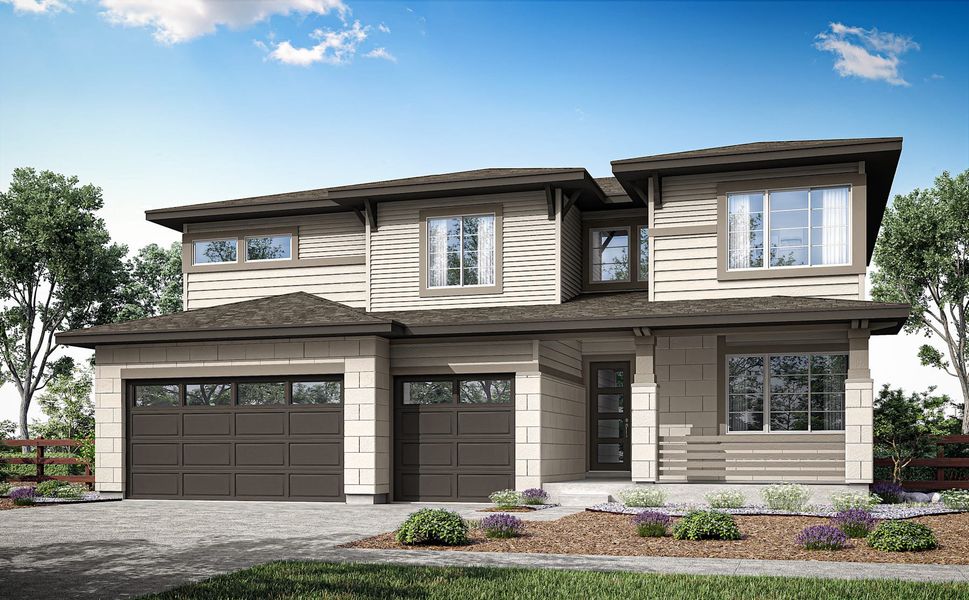 Representative exterior photo of a completed home built from the 5014 by Tri Pointe Homes in The Aurora Highlands, Aurora, CO (Image 1). Representative exterior photo of a completed home built from the 5014 by Tri Pointe Homes in The Aurora Highlands, Aurora, CO (Image 1).