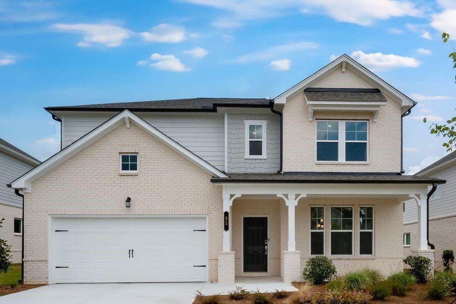 Front exterior of a new home in Bennett Farm, Loganville, GA, highlighting curb appeal (Image 1).