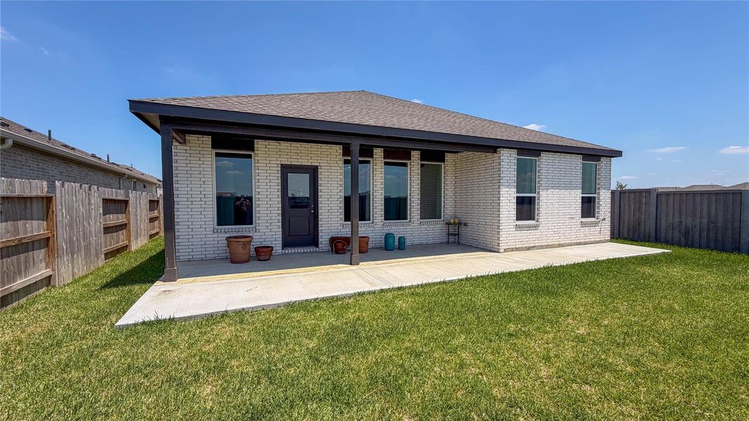 Backyard with extended cover patio