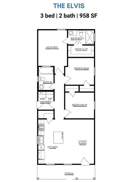 2D floor plan layout for the The Elvis by ICONIQ Homes in Arrowhead Lakes, Willis, TX (Image 1). 2D floor plan layout for the The Elvis by ICONIQ Homes in Arrowhead Lakes, Willis, TX (Image 1).