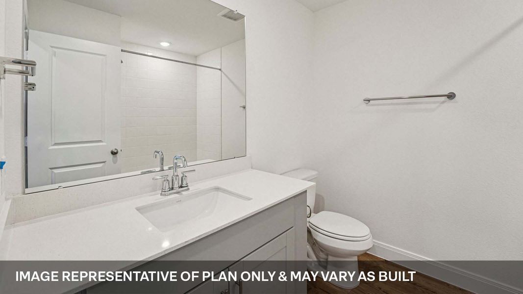 Representative furnished interior of a home built from the The Courtland by D.R. Horton in Railhead, Cedar Creek (Image 8).