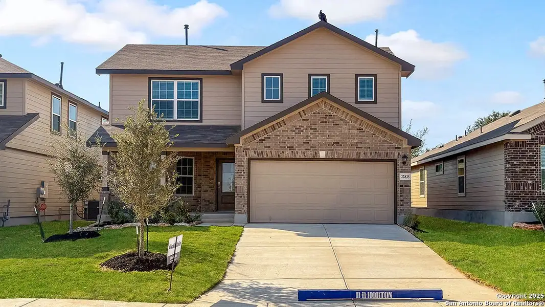 Front exterior of a new home in Langdon, San Antonio, TX, highlighting curb appeal (Image 2). Front exterior of a new home in Langdon, San Antonio, TX, highlighting curb appeal (Image 2).