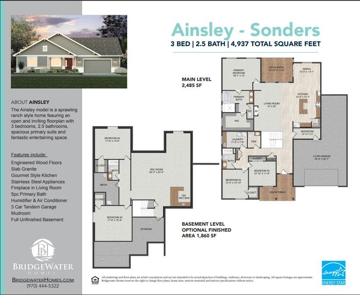 2D floor plan layout for the Ainsley Sonders by Bridgewater Homes in Sonders Fort Collins, Fort Collins, CO (Image 2). 2D floor plan layout for the Ainsley Sonders by Bridgewater Homes in Sonders Fort Collins, Fort Collins, CO (Image 2).