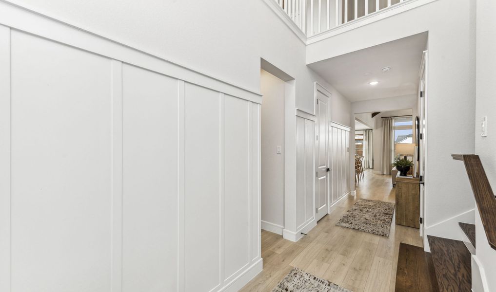 Decorative feature wall in hallway