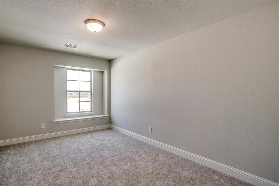 Unfurnished room featuring light colored carpet and a textured ceiling