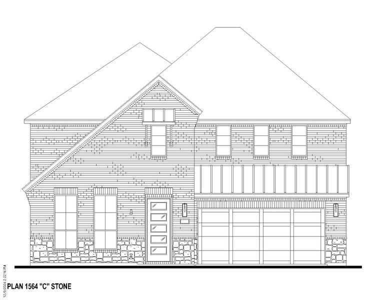 Plan 1564 Elevation C w/ Stone