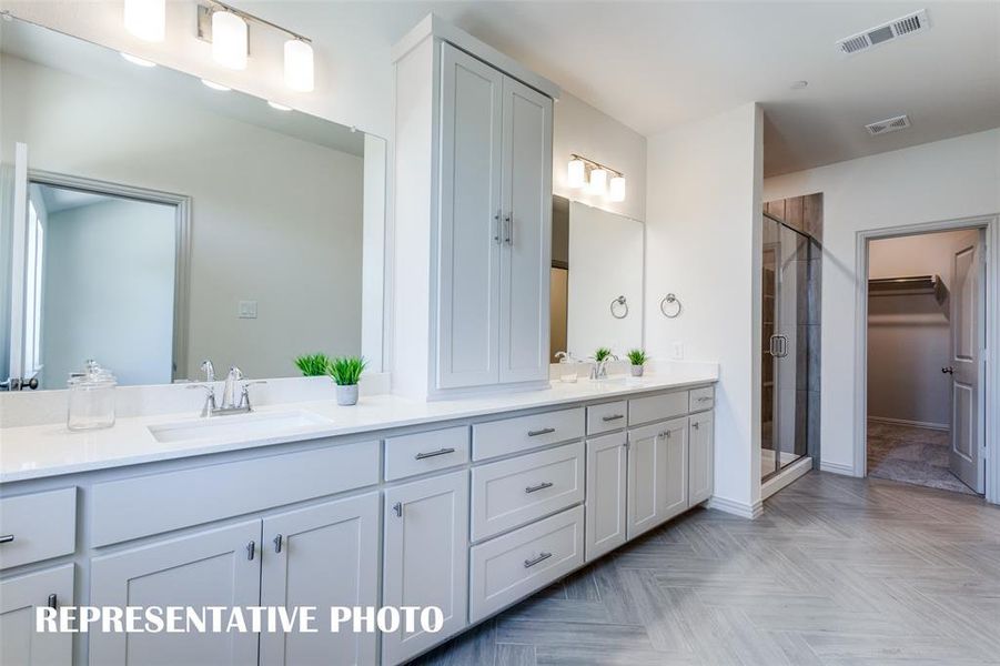 Plenty of space for two in this wonderful owner's bath.  REPRESENTATIVE PHOTO