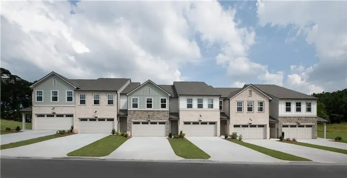 Front exterior of a new home in Leydenview, Mableton, GA, highlighting curb appeal (Image 1). Front exterior of a new home in Leydenview, Mableton, GA, highlighting curb appeal (Image 1).