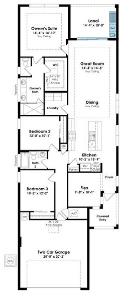 2D floor plan layout of this home in Rivella, Port St. Lucie, FL (Image 2).
