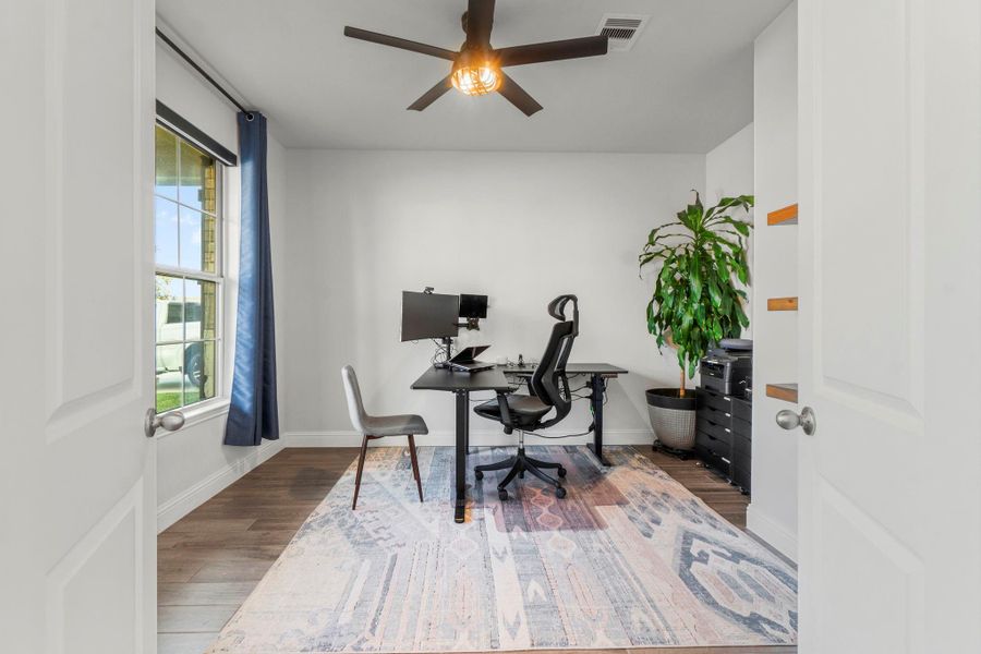 Spacious Home Office with French Doors & large windows