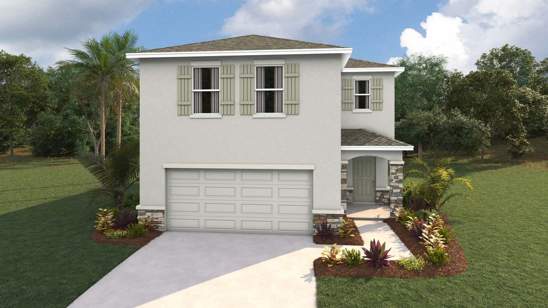 Representative exterior photo of a completed home built from the Elston by D.R. Horton in Sandal Key, Weeki Wachee, FL (Image 1).