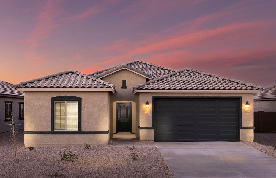 Representative exterior photo of a completed home built from the Poppy by Centex in Copper Falls, Buckeye, AZ (Image 2).