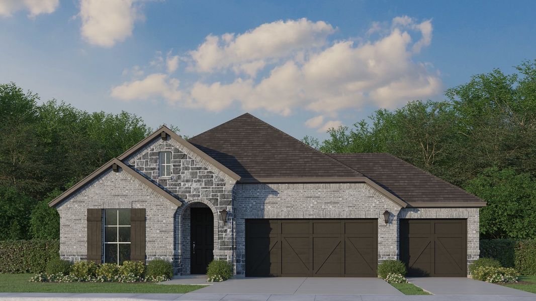 Plan 1522 Elevation B with Stone and 3 Car Garage Plan 1522 Elevation B with Stone and 3 Car Garage