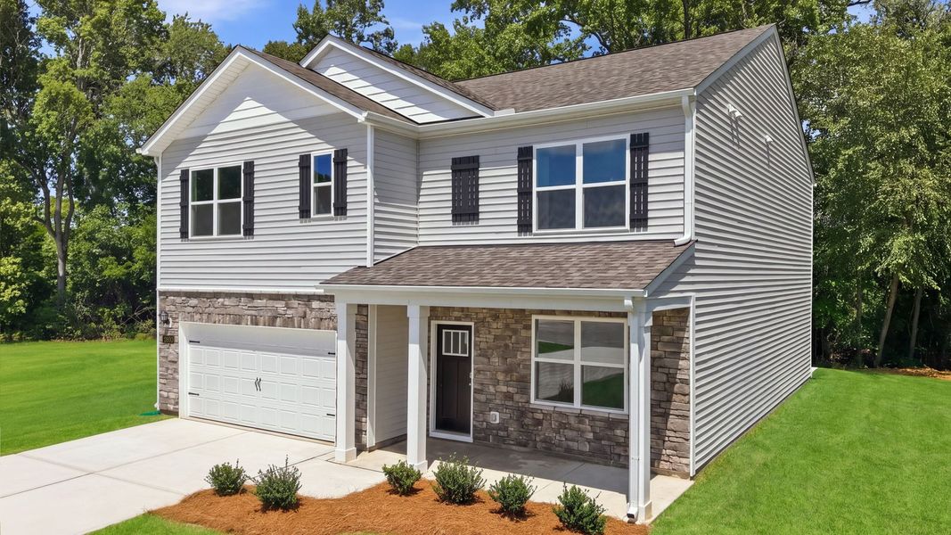 Front exterior of a new home in Villa Grande, Winterville, NC, highlighting curb appeal (Image 17).