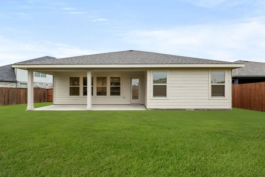 Representative exterior photo of a completed home built from the Austin by Impression Homes in DeBerry Reserve, Royse City, TX (Image 26). Representative exterior photo of a completed home built from the Austin by Impression Homes in DeBerry Reserve, Royse City, TX (Image 26).
