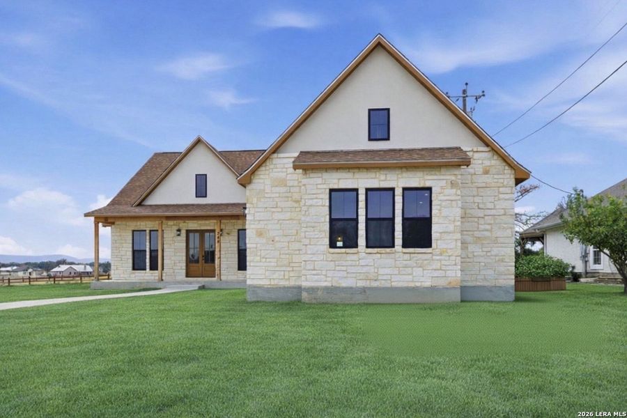 Front exterior of a new home in , Bandera, TX, highlighting curb appeal (Image 29).