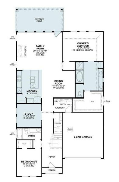 2D floor plan layout of this home in Lily Creek at Sutton Fields, Aubrey, TX (Image 3).