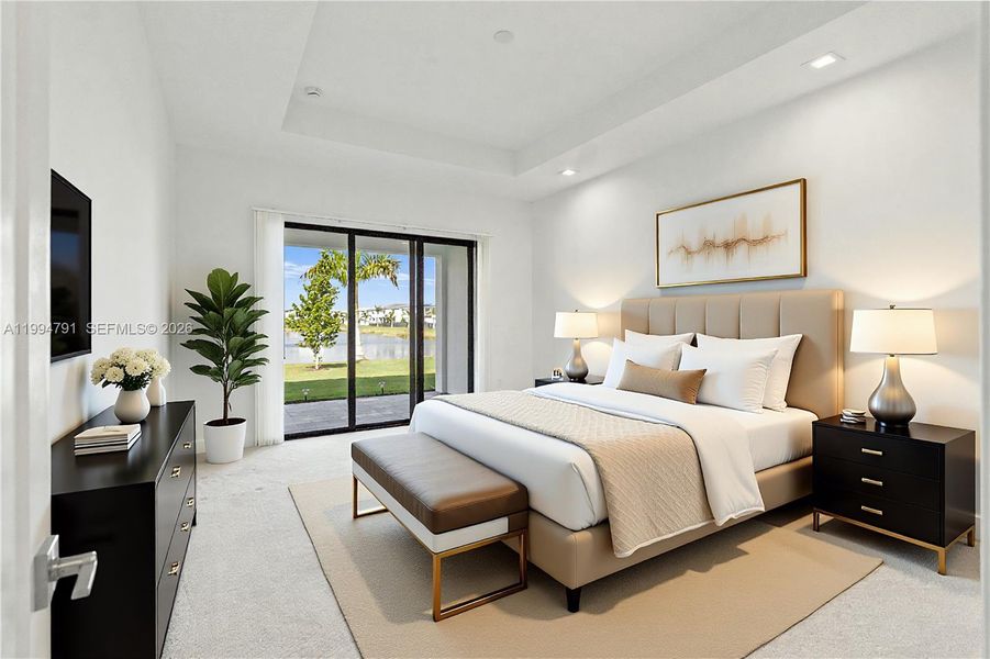 Virtually Staged - Primary bedroom with large ensuite bath and 2 walk-in closets