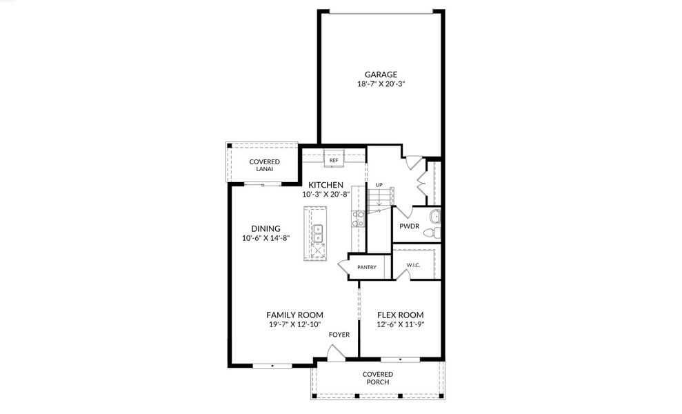 2D floor plan layout for the Vaughan by Stanley Martin Homes in Compass Pointe, Apollo Beach, FL (Image 3).