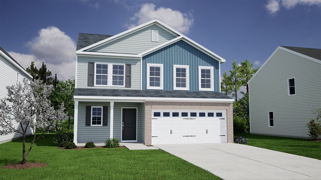 Representative exterior photo of a completed home built from the Monroe - Genesis Value Collection by Mungo Homes in Hidden Springs, Lexington, SC (Image 5). Representative exterior photo of a completed home built from the Monroe - Genesis Value Collection by Mungo Homes in Hidden Springs, Lexington, SC (Image 5).