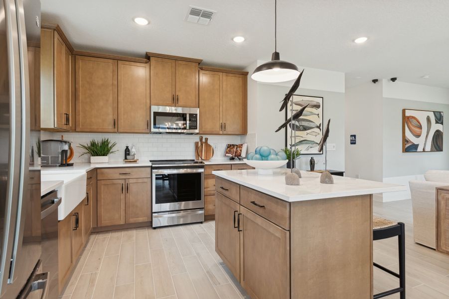 Quartz countertops on island