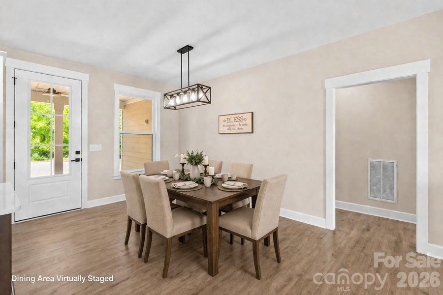 Virtually staged dining area.