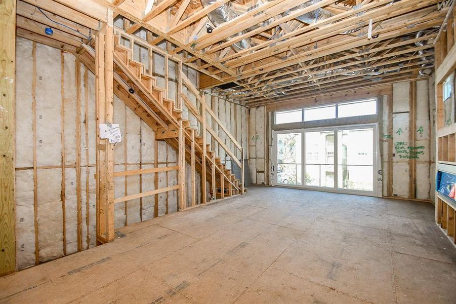 2nd floor large living room, wired for speakers.