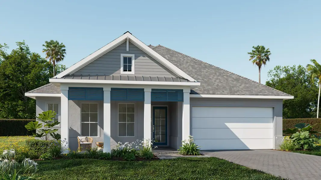 Front exterior of a new home in Southern Hills, Brooksville, FL, highlighting curb appeal (Image 1). Front exterior of a new home in Southern Hills, Brooksville, FL, highlighting curb appeal (Image 1).