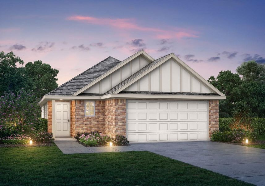 Front exterior of a new home in Granger Pines, Conroe, TX, highlighting curb appeal (Image 1). Front exterior of a new home in Granger Pines, Conroe, TX, highlighting curb appeal (Image 1).