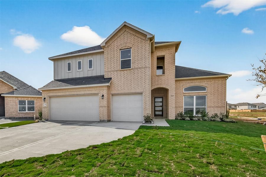 Front exterior of a new home in Rates starting as low as, Iowa Colony, TX, highlighting curb appeal (Image 21).