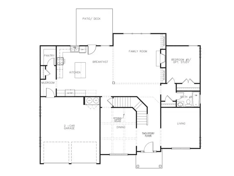 2D floor plan layout for the The Rosewood by Stephen Elliott Homes in Oak Mountain View, Carrollton, GA (Image 4).