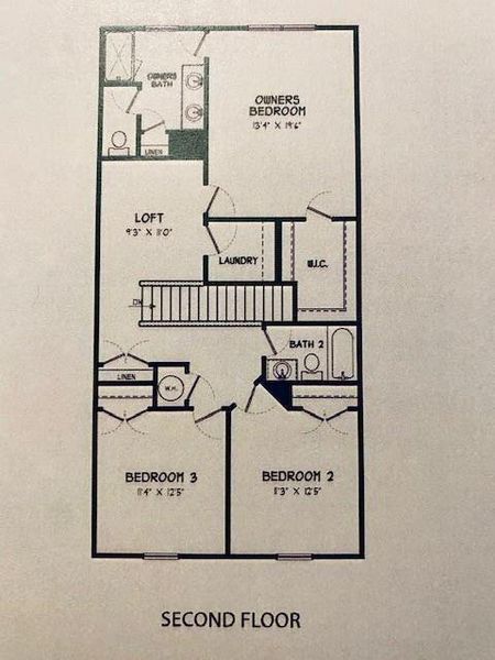 2D floor plan layout of this home in East Park Village, Kennesaw, GA (Image 6).