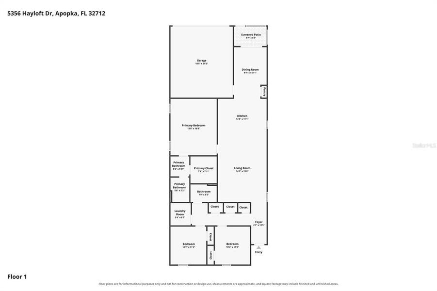 2D floor plan layout of this home in Windrose, Apopka, FL (Image 5).