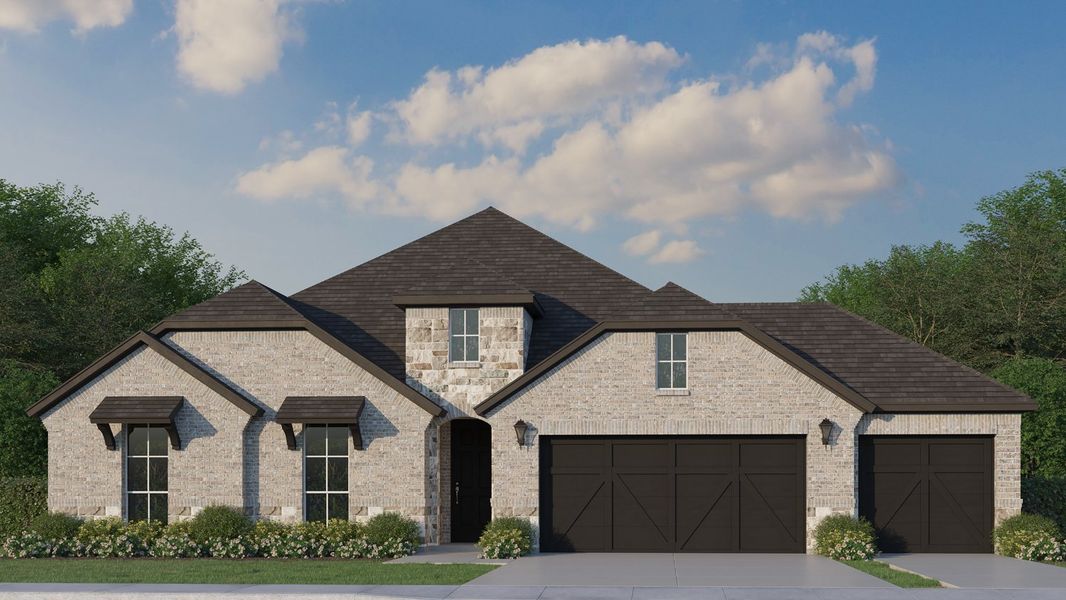 Plan 1683 Elevation B with Stone & 3rd Car Garage Plan 1683 Elevation B with Stone & 3rd Car Garage
