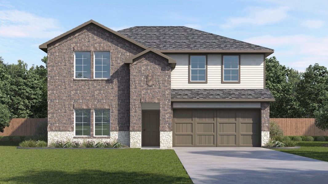 Representative exterior photo of a completed home built from the Perry by D.R. Horton in Bel Air Village, Sherman, TX (Image 2). Representative exterior photo of a completed home built from the Perry by D.R. Horton in Bel Air Village, Sherman, TX (Image 2).