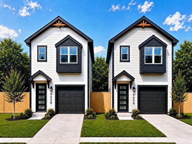 Two brand-new construction homes are currently under construction side by side at 6624 Nielan St and 6628 Nielan St in Houston, TX. Built by Athelya Homes, each home features an identical floor plan with 3 bedrooms, 3 bathrooms, a 1-car garage, an open layout, modern finishes, and quality craftsmanship throughout. * Photo rendering shown as home is currently under construction | Final appearance may vary *