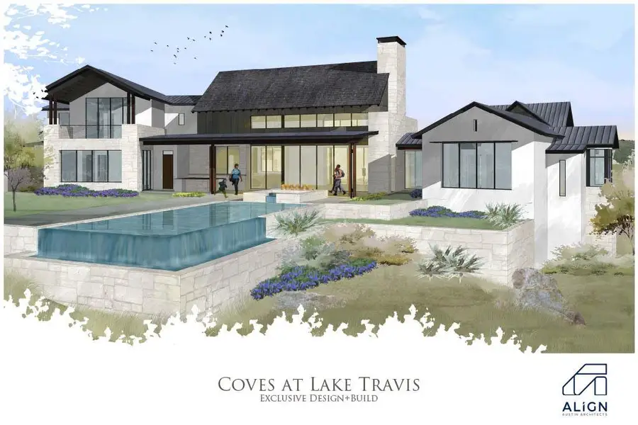 Back of house featuring a standing seam roof, a patio, a metal roof, stone siding, and a chimney