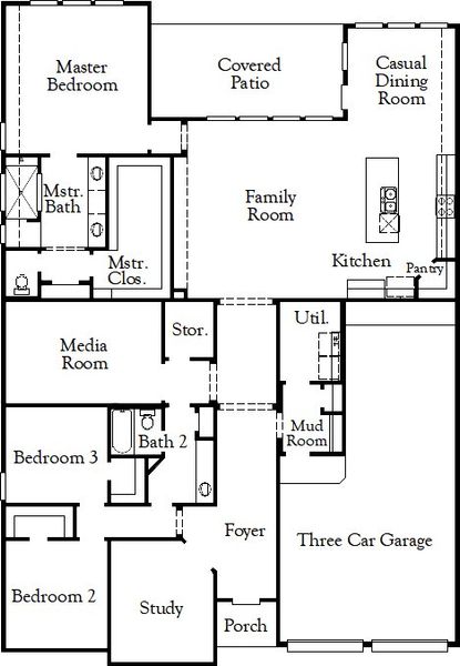2D floor plan layout for the Magnolia by Coventry Homes in Pecan Square 60', Northlake, TX (Image 4). 2D floor plan layout for the Magnolia by Coventry Homes in Pecan Square 60', Northlake, TX (Image 4).