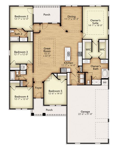 2D floor plan layout for the The Turquoise Estate by Herbst Homes in Walther Reserve, Milton, FL (Image 5).