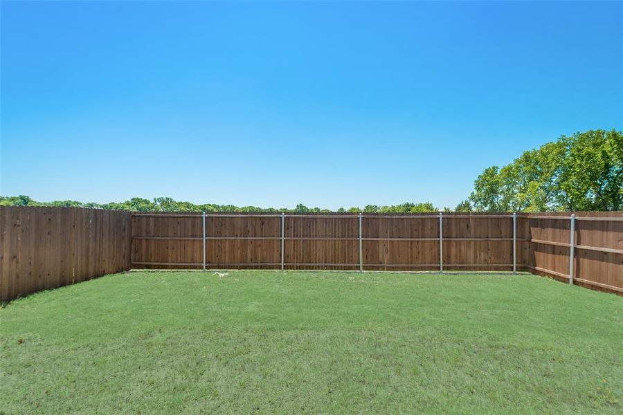 View of the backyard.  No neighbors behind that rear fence!