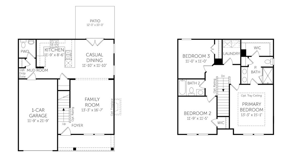 2D floor plan layout for the Palmer - 19271 by Dream Finders Homes in Cypress Valley, Moncks Corner, SC (Image 3). 2D floor plan layout for the Palmer - 19271 by Dream Finders Homes in Cypress Valley, Moncks Corner, SC (Image 3).