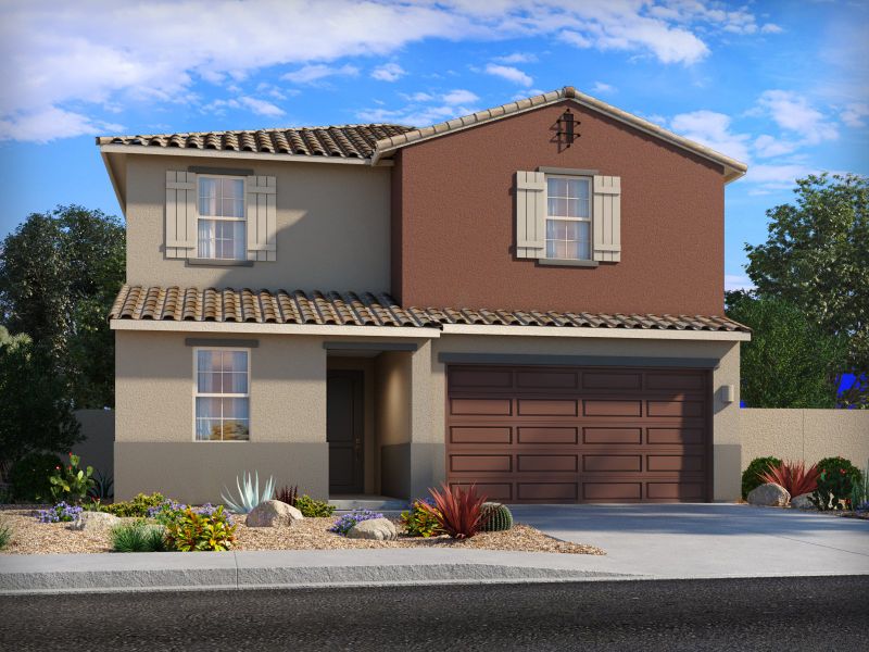 Representative exterior photo of a completed home built from the Emerald by Meritage Homes in Alamar at Rocking K, Vail, AZ (Image 18).